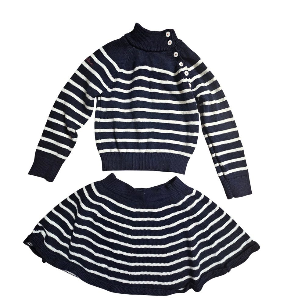Polo Ralph Lauren Girls Striped Cotton Sweater Skirt Set 6 Preppy Nautical